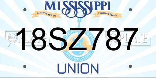 18SZ787 Mississippi License Plate