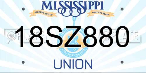 18SZ880 Mississippi License Plate