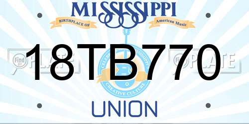 18TB770 Mississippi License Plate