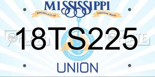 18TS225 Mississippi License Plate