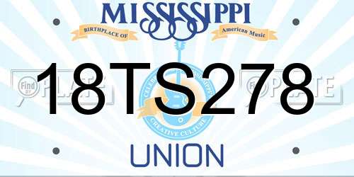 18TS278 Mississippi License Plate