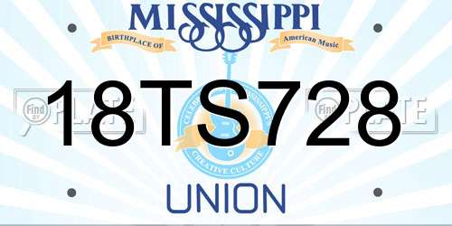 18TS728 Mississippi License Plate