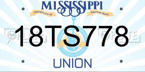 18TS778 Mississippi License Plate