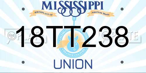 18TT238 Mississippi License Plate