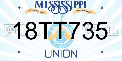 18TT735 Mississippi License Plate