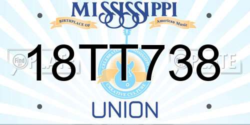 18TT738 Mississippi License Plate