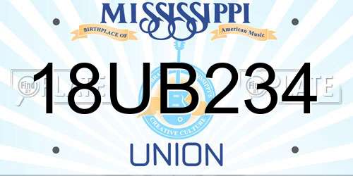 18UB234 Mississippi License Plate