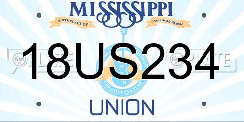 18US234 Mississippi License Plate