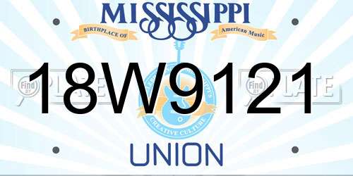 18W9121 Mississippi License Plate