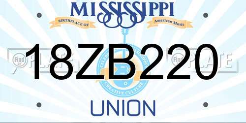 18ZB220 Mississippi License Plate