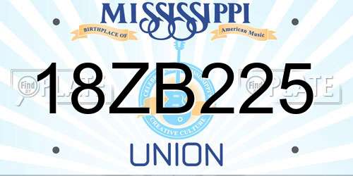 18ZB225 Mississippi License Plate