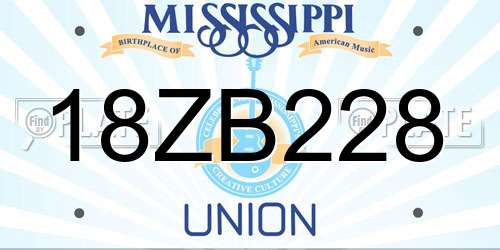 18ZB228 Mississippi License Plate