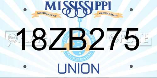 18ZB275 Mississippi License Plate
