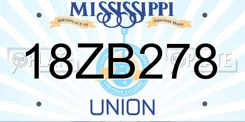 18ZB278 Mississippi License Plate