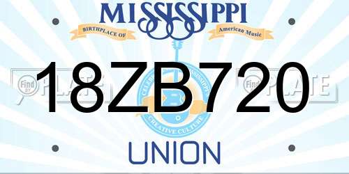 18ZB720 Mississippi License Plate