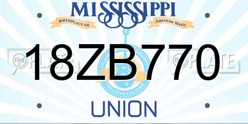 18ZB770 Mississippi License Plate