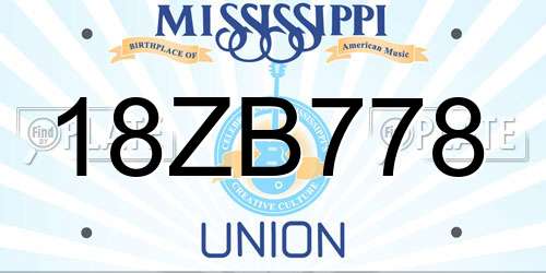 18ZB778 Mississippi License Plate