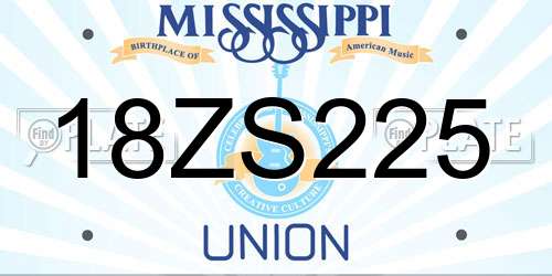 18ZS225 Mississippi License Plate