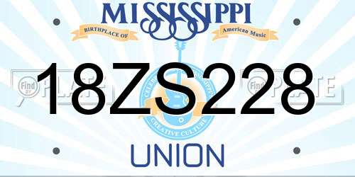 18ZS228 Mississippi License Plate