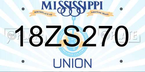 18ZS270 Mississippi License Plate