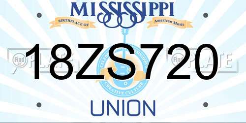 18ZS720 Mississippi License Plate