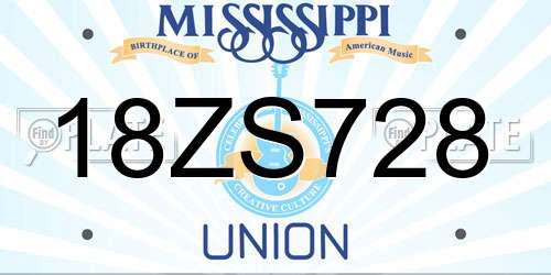 18ZS728 Mississippi License Plate