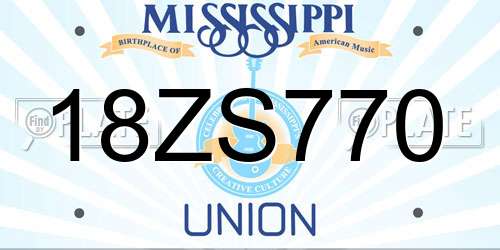 18ZS770 Mississippi License Plate