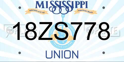 18ZS778 Mississippi License Plate