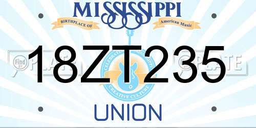 18ZT235 Mississippi License Plate