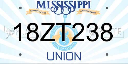 18ZT238 Mississippi License Plate