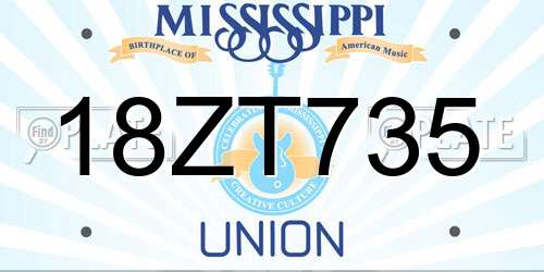18ZT735 Mississippi License Plate
