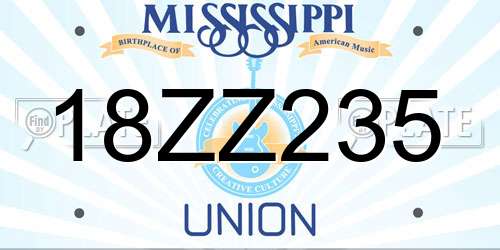 18ZZ235 Mississippi License Plate