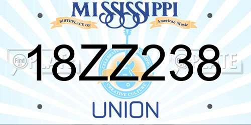 18ZZ238 Mississippi License Plate