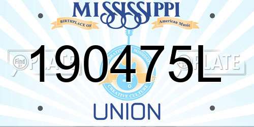 190475L Mississippi License Plate