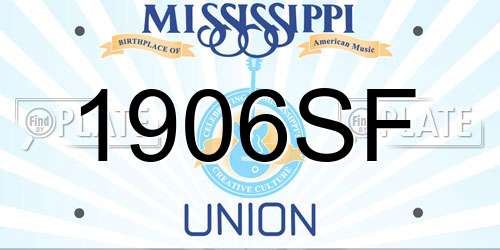 1906SF Mississippi License Plate