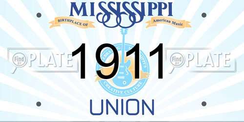 1911 Mississippi License Plate