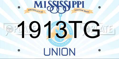 1913TG Mississippi License Plate