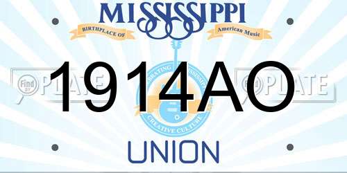 1914AO Mississippi License Plate