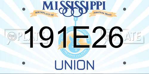 191E26 Mississippi License Plate