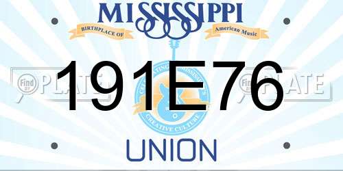 191E76 Mississippi License Plate