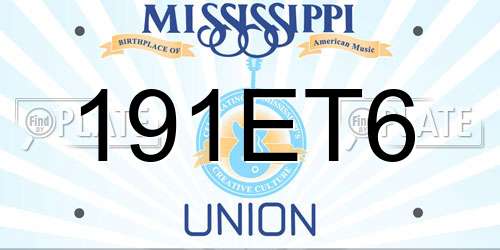 191ET6 Mississippi License Plate