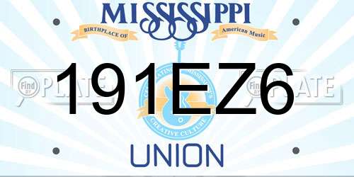 191EZ6 Mississippi License Plate