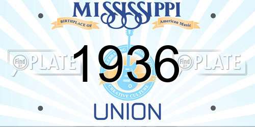 1936 Mississippi License Plate