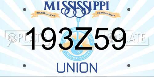 193Z59 Mississippi License Plate