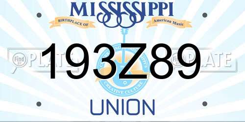 193Z89 Mississippi License Plate