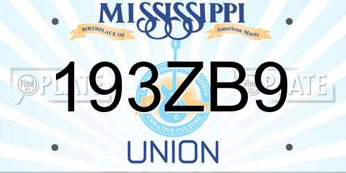 193ZB9 Mississippi License Plate
