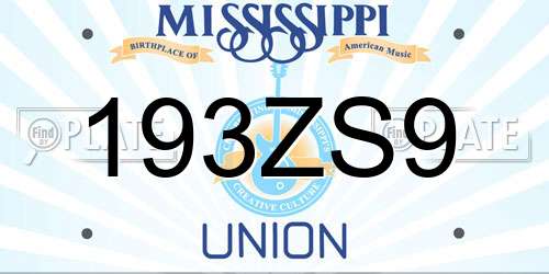 193ZS9 Mississippi License Plate