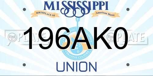 196AK0 Mississippi License Plate