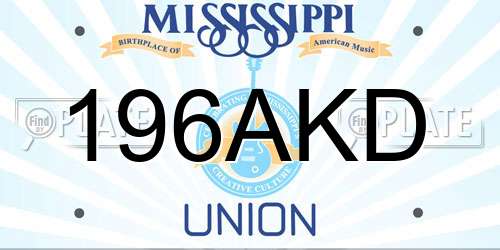 196AKD Mississippi License Plate
