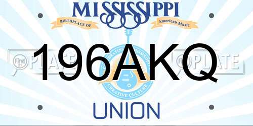 196AKQ Mississippi License Plate